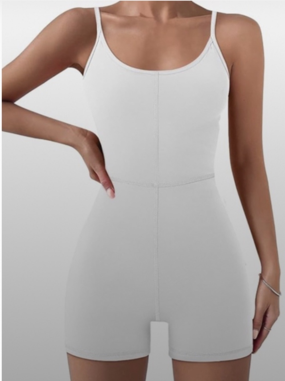 Automet White Romper Bodysuit Shorts